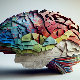 Un cerveau coloré fait en papier