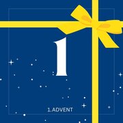 Design mit der Zahl 1 und dem Schriftzug "1. Advent"