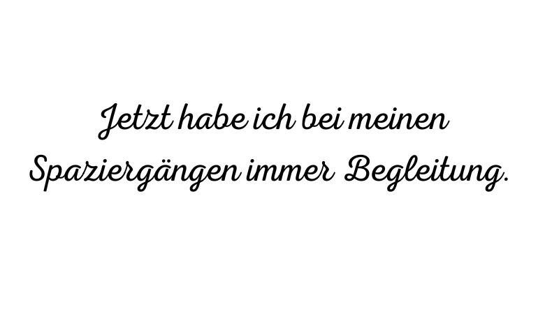 "Jetzt habe ich bei meinen Spaziergängen immer Begleitung."