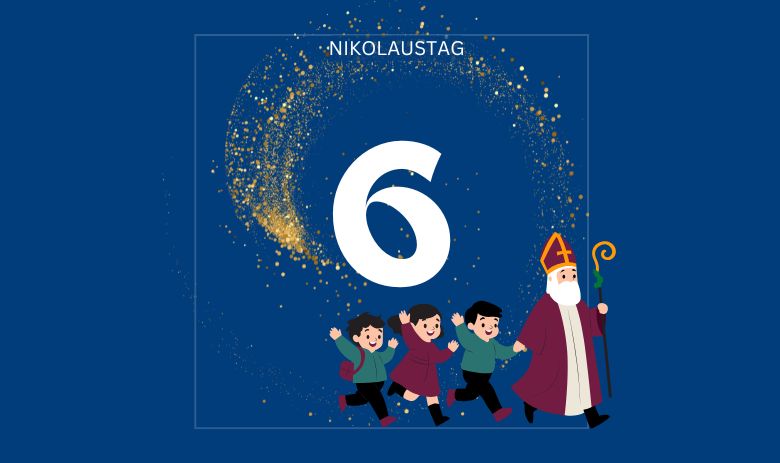 Design mit der Zahl 6 und dem Wort "Nikolaustag"